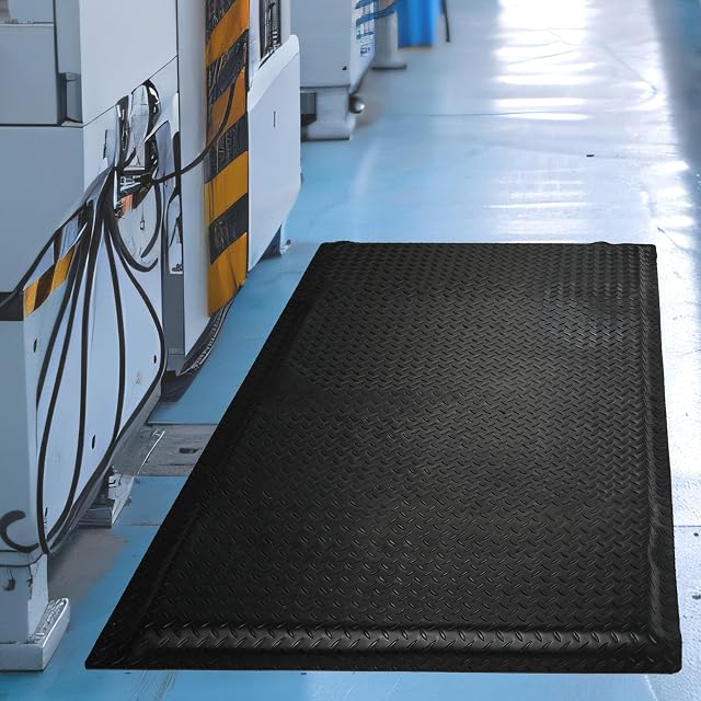 Alfombrilla antifatiga de grado comercial ybaymy con textura de diamante