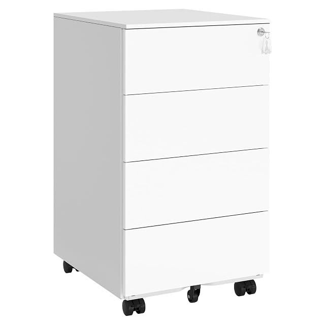 Cajonera de almacenamiento con ruedas de acero con cerradura SONGMICS