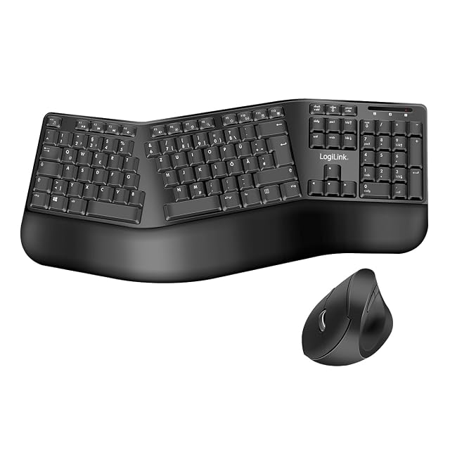 Conjunto inalámbrico de teclado y ratón ergonómicos LogiLink