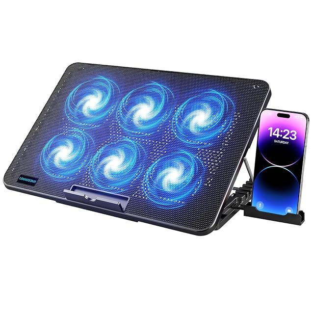 Base de refrigeración de portátil LIANGSTAR con seis ventiladores y un portátil elevado