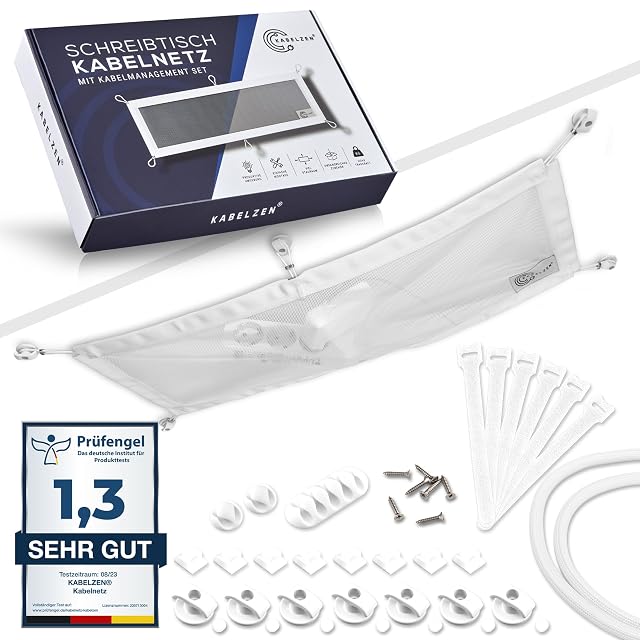 Kit de gestión de cables KabelZen instalado bajo el escritorio
