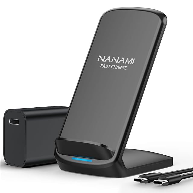 Soporte de carga inalámbrica NANAMI sujetando un teléfono en vertical